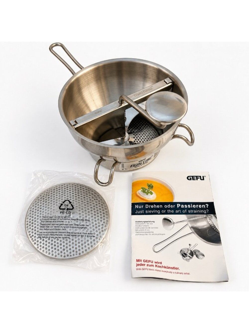 GEFU Flotte Lotte Edelstahl Food Mill Rotary Stainless Steel Nr. 24200 Strainer